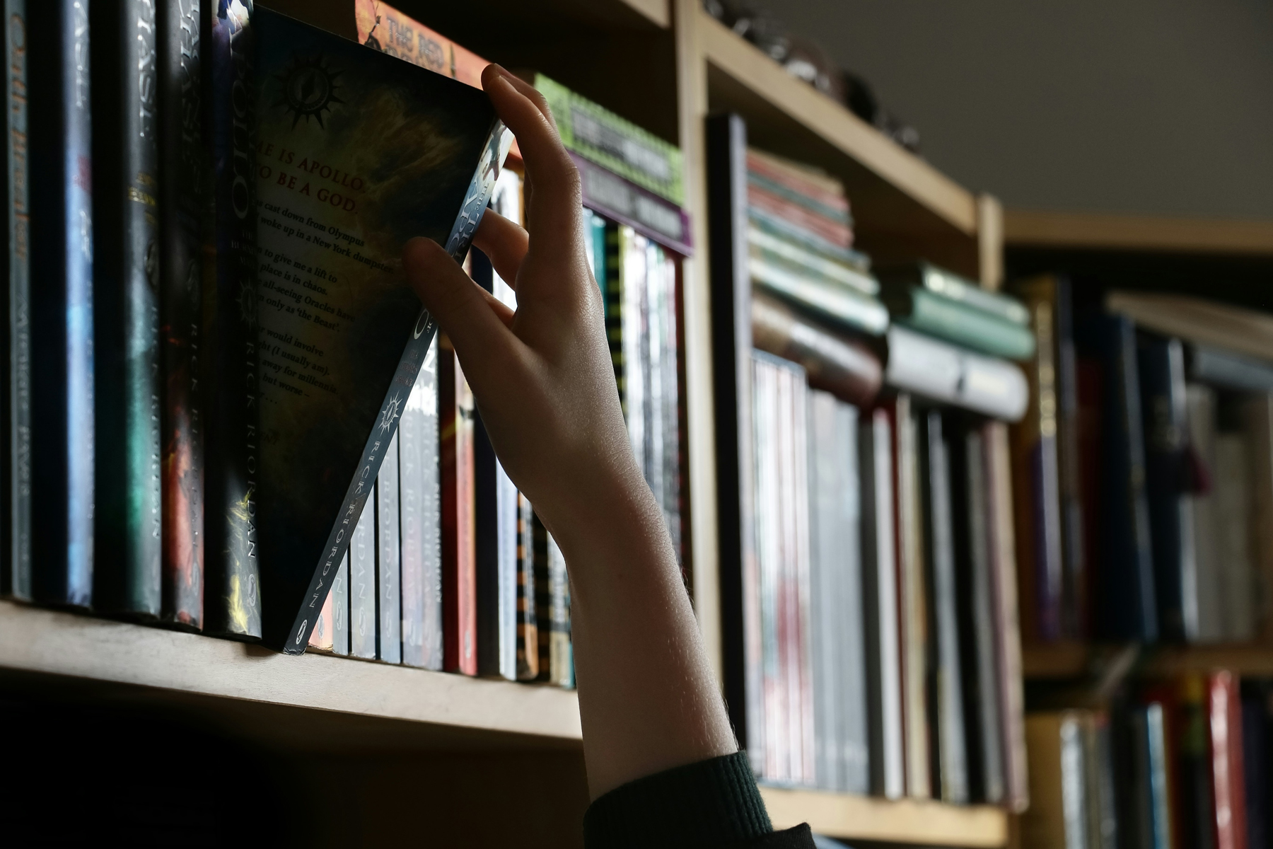 Bücher stehen in einem Regal